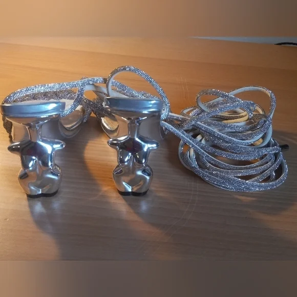 Been That | Silver Lace Up Heels | Size 9 - Picture 3 of 6